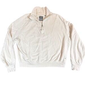 PRANA Cozy‎ Up Pullover Sweatshirt Beige Quarter Zip Small MSRP $99 2046111
